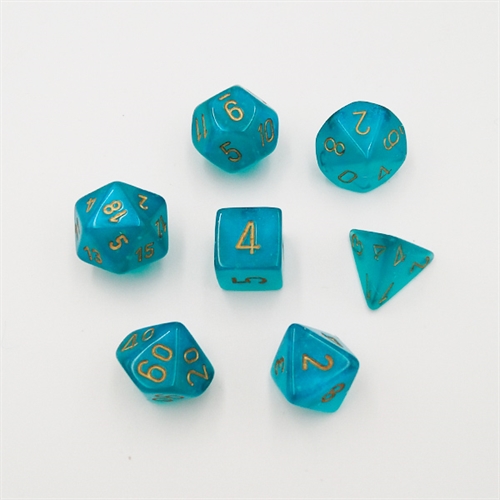 Borealis Teal Gold - Polyhedral Rollespils Terning Sæt - Chessex